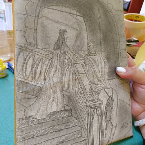 Medieval theme painting new, handmade