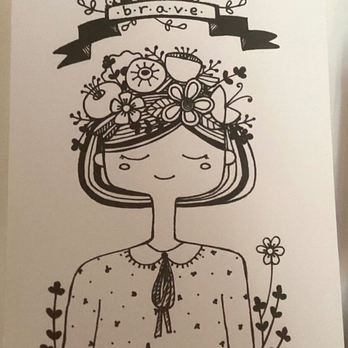 Woman Brave Hand-Drawn Sketch on Watercolor Paper New
