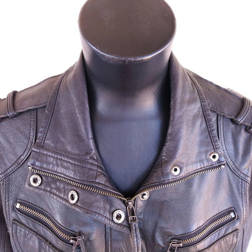 Bossini women's black leather jacket L used, soft leather