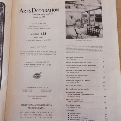 Art & Décoration magazine used, issue 128, 1967, French