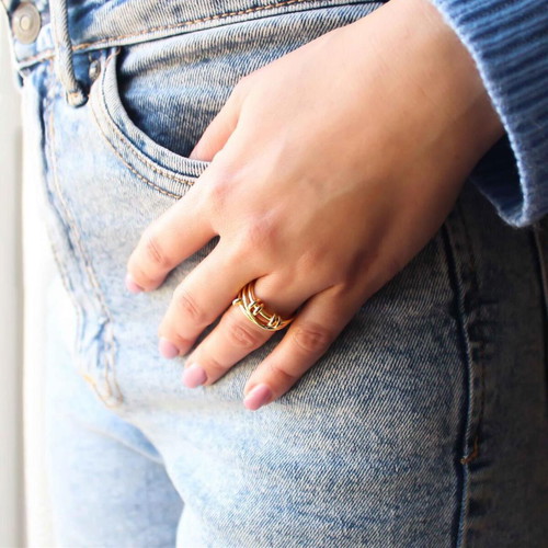 Gold-Plated Adjustable Ring New, Modern Design