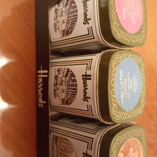 Harrods vintage metal tea tins set of 3 used