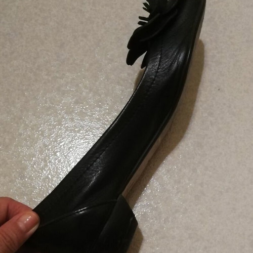 VENERE leather peep-toe ballerinas with embossed flower size 36