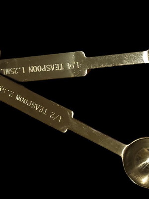 Inox measuring spoons new, set of 2 pieces 1.25 & 2.5 ml, 150 pcs