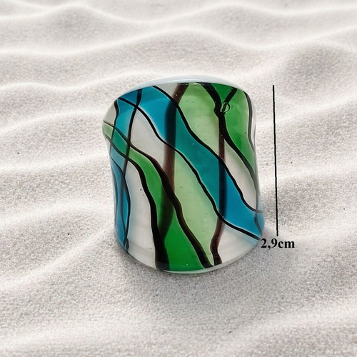 Handmade Murano style glass ring new, blue and green
