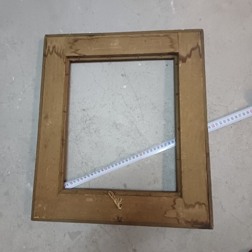 Handmade wooden frame with geometric marquetry design, like new