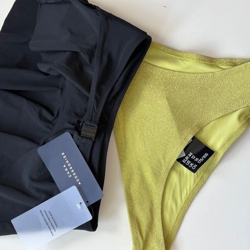 Zara black strapless top and lime HM bottoms new swimwear set