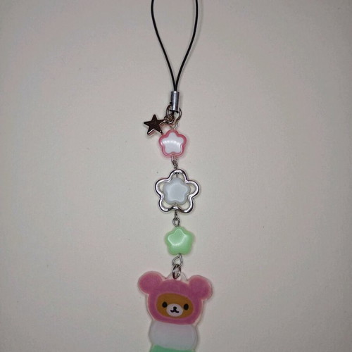 Dango Rilakkuma keychain like new, pink multicolor