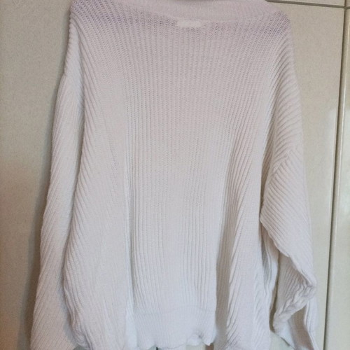 Oversized turtleneck sweater XL used, white with cable knit design