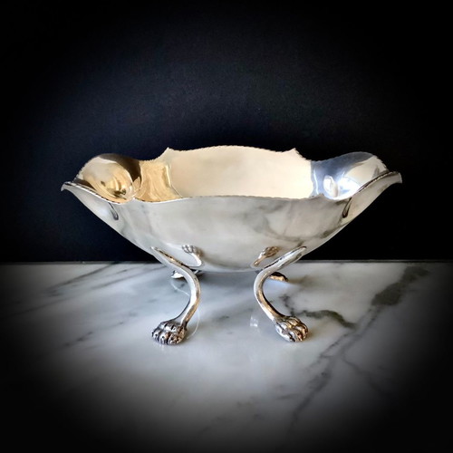 SILVER BOWL JAR with lion's feet 226gr
