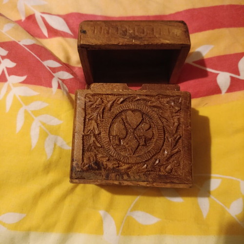 Wooden handmade carved box used