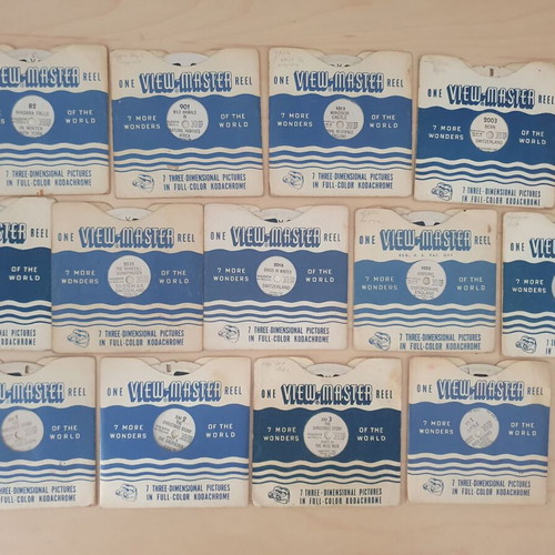 View-Master projector with 13 used reels from 1948-1952