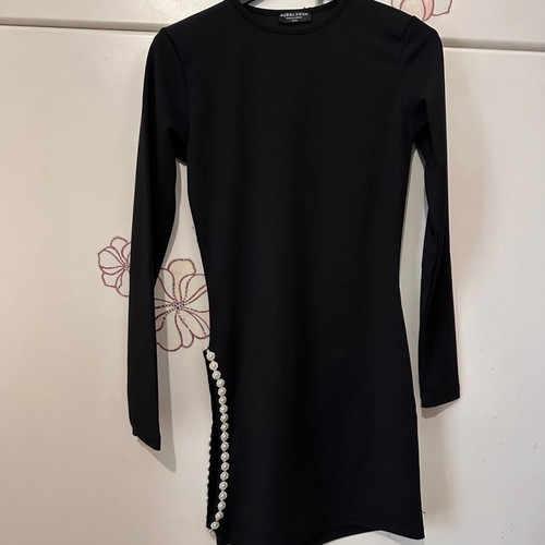 Black sexy Bubblegun dress new with pearls and side slit