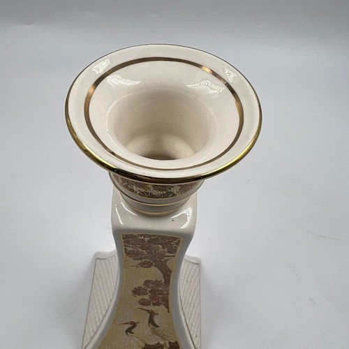 Vintage Porcelain Candlestick with 24K Gold Asian Decoration used