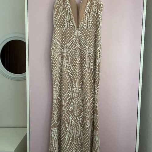 Dk Fragoulis elegant mermaid dress, size 44, white beige