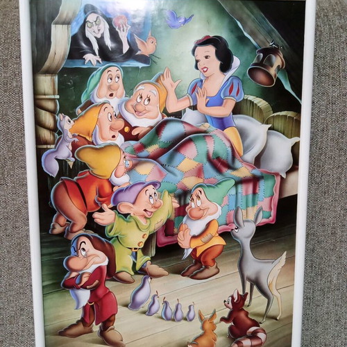 Children's poster in frame like new, vintage 1994, 44x62