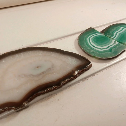 Large slice of raw beige white agate like new, pack of two