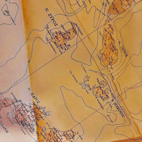 Vintage nautical map of Aegean Sea, Cyclades, Argosaronikos, Dodecanese, large 95x60