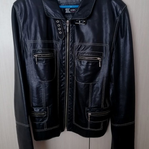 Leather jacket crop women's medium used, black