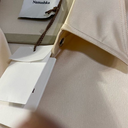 Nanushka satin slip fabric shirt new, beige and white