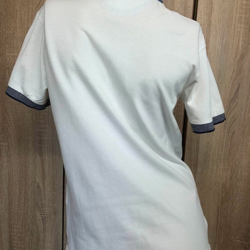 Inditex blouse, white and blue, size S