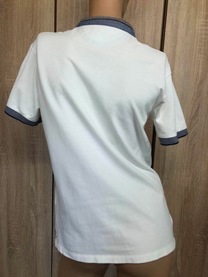 Inditex blouse, white and blue, size S