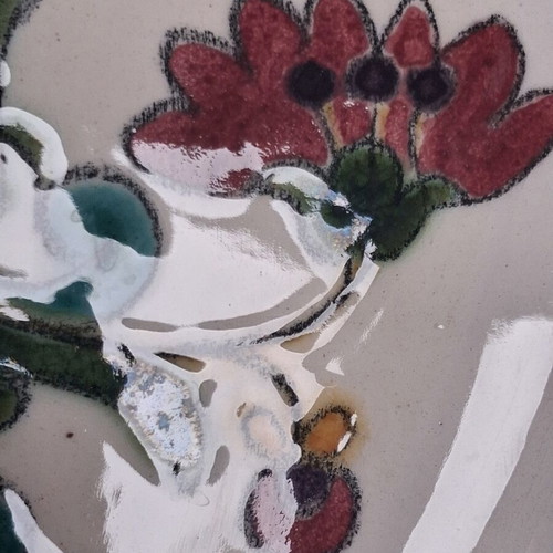 Vintage Greek Ceramic Plate 31.5 cm, Handmade Crackle Glaze, Rhodian Aegean Style