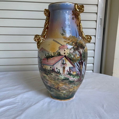 Italian porcelain vase antique used, hand-painted