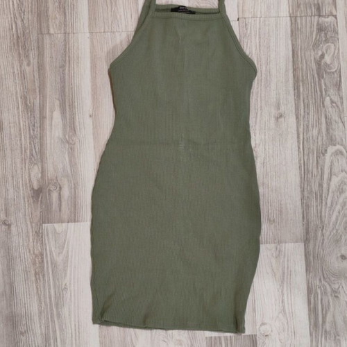 Bershka green stretch dress and tank top like new, size S