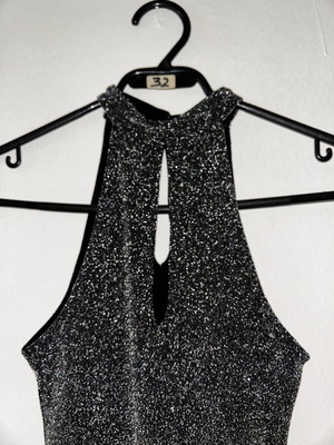 Glitter bodysuit H&M new, size XS, black and silver