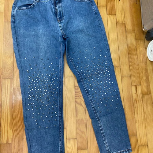 Jeans pants like new with disco balls, size M