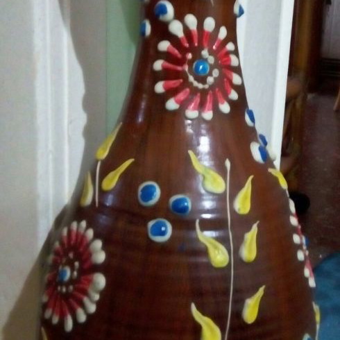 Ceramic floor vase handmade ethnic, 66cm tall, like new, from Mexico