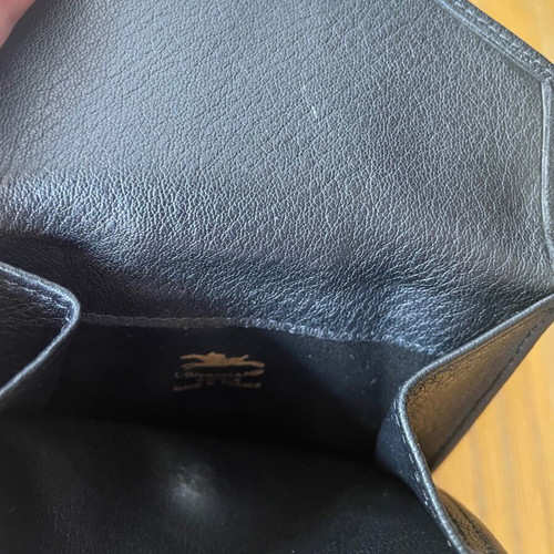 Longchamp leather wallet new, black with coin and bill compartments