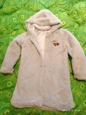 Children's plush coat gray with hood like new