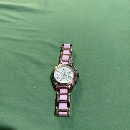 Wristwatch used, women's pink and silver
