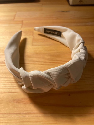Handmade hairband new, fabric white and beige