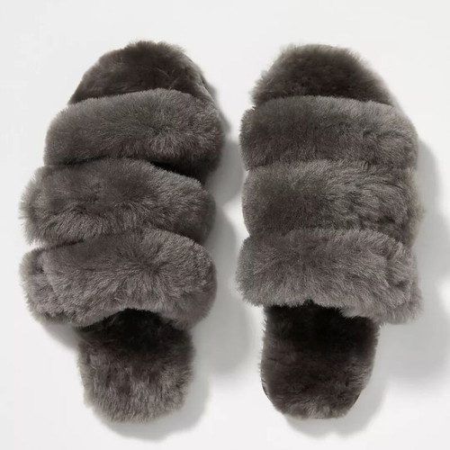 EMU Australia Jacana adjustable slippers used, grey with merino wool