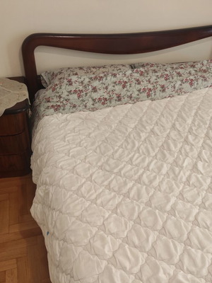 Wooden double bed with 2 bedside tables