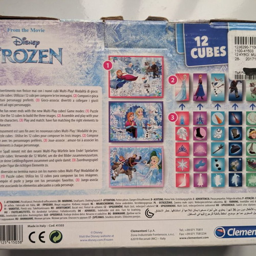 Disney Frozen Clementoni children's puzzle used, 12 cubes 4+