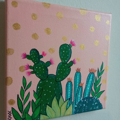 Painting with cacti made to order, mixed media 20x20
