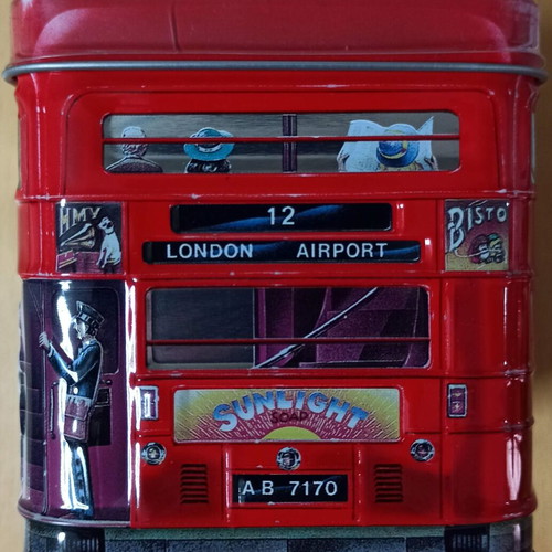 Metal British Double-Decker Bus Coin Bank like new