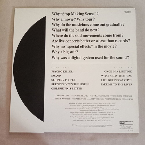 Talking Heads Stop Making Sense vinyl like new