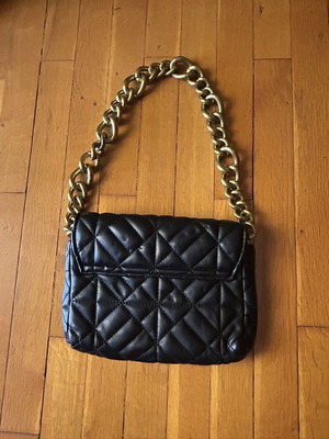 Puffer shoulder bag Zara new, black with thick chain