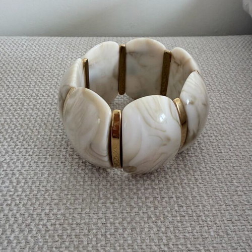 White bone bracelet new with gold details