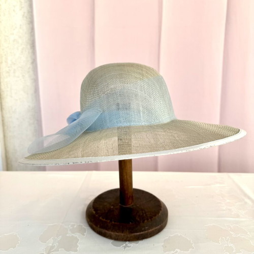 JAGO vintage women's hat made of 100% sisal hemp like new, beige and turquoise