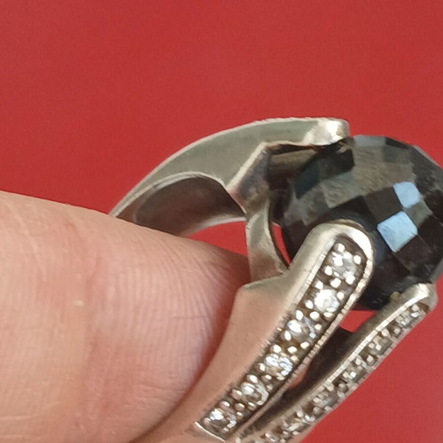 925 silver large ring with zirconia, 18.5 mm