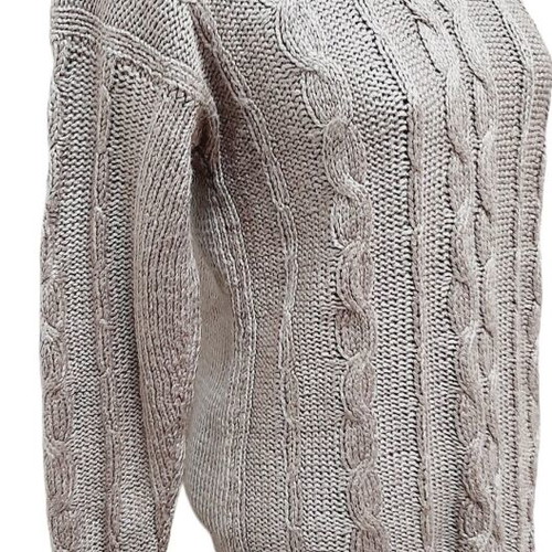 Vintage hand-knitted dress beige wool blend size M like new