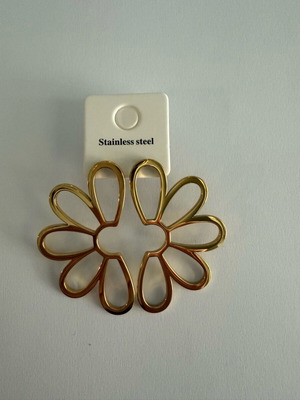 Gold Flower Earrings Stainless Steel New