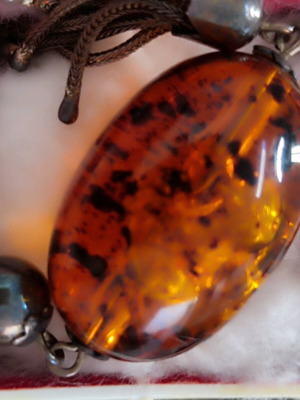 Authentic amber with fossils inside new