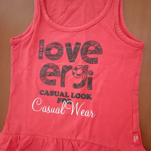 Energiers sleeveless top used, red with ruffle detail